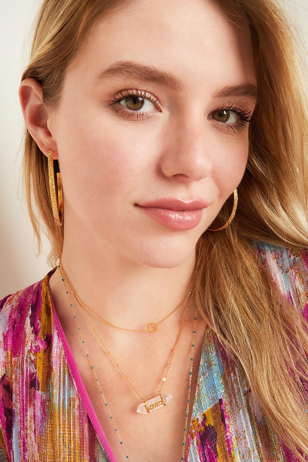 Collier pierre naturelle Amour Rose Acier inoxydable h5Image2